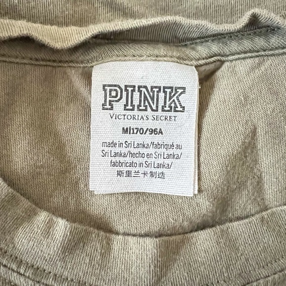 Victoria’s Secret PINK Green Sequins Bling Logo Long Sleeve Tee | M - Picture 2 of 9